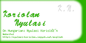 koriolan nyulasi business card